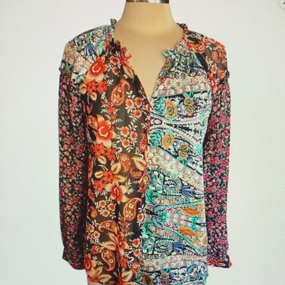 Floral Patchwork Blouse - Multicolor - image 1